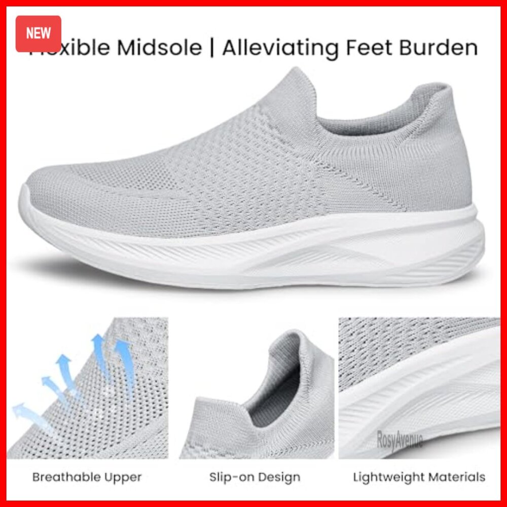 Slip On Walking Shoes Breathable Non Slip Athletic Sneakers Gym Workout - Picture 6 of 7